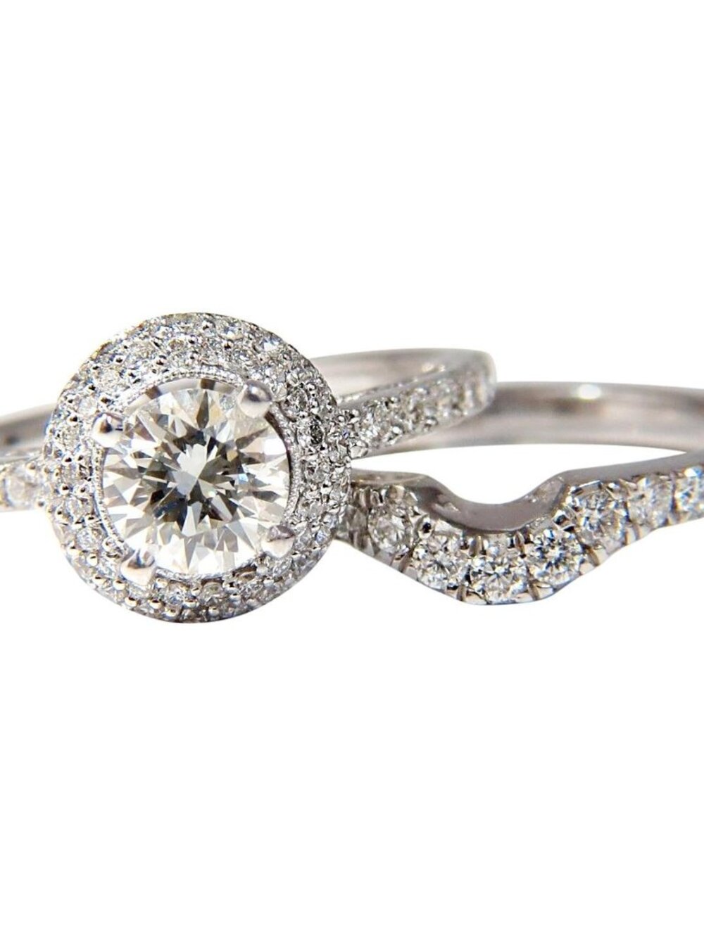 GIA Certified .70ct & 1.00ct round natural diamond ring & Matching band 18kt*
